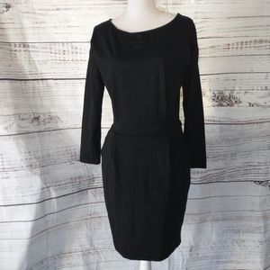 Prettygarden Women’s Basic Crewneck Belted Office Dress Solid black size L.   J